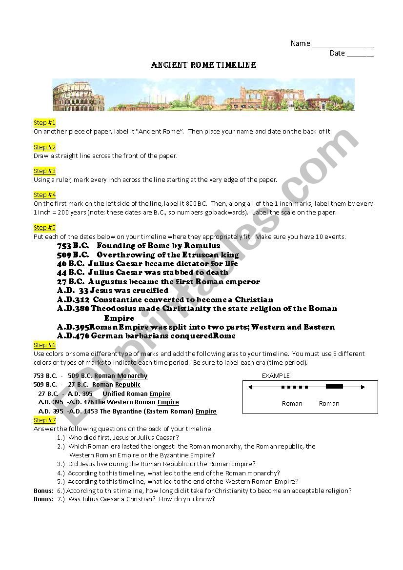Ancient Rome Timeline worksheet