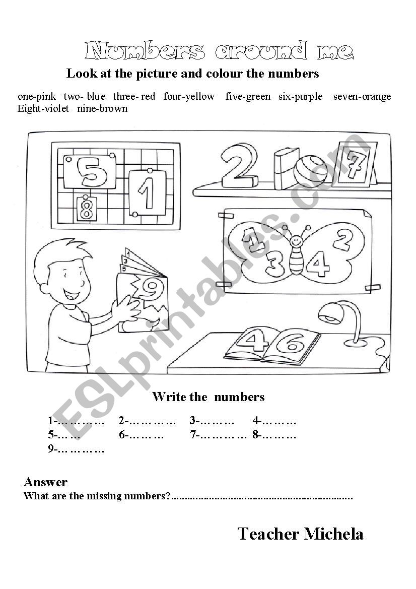 Numbers around me-2 worksheet