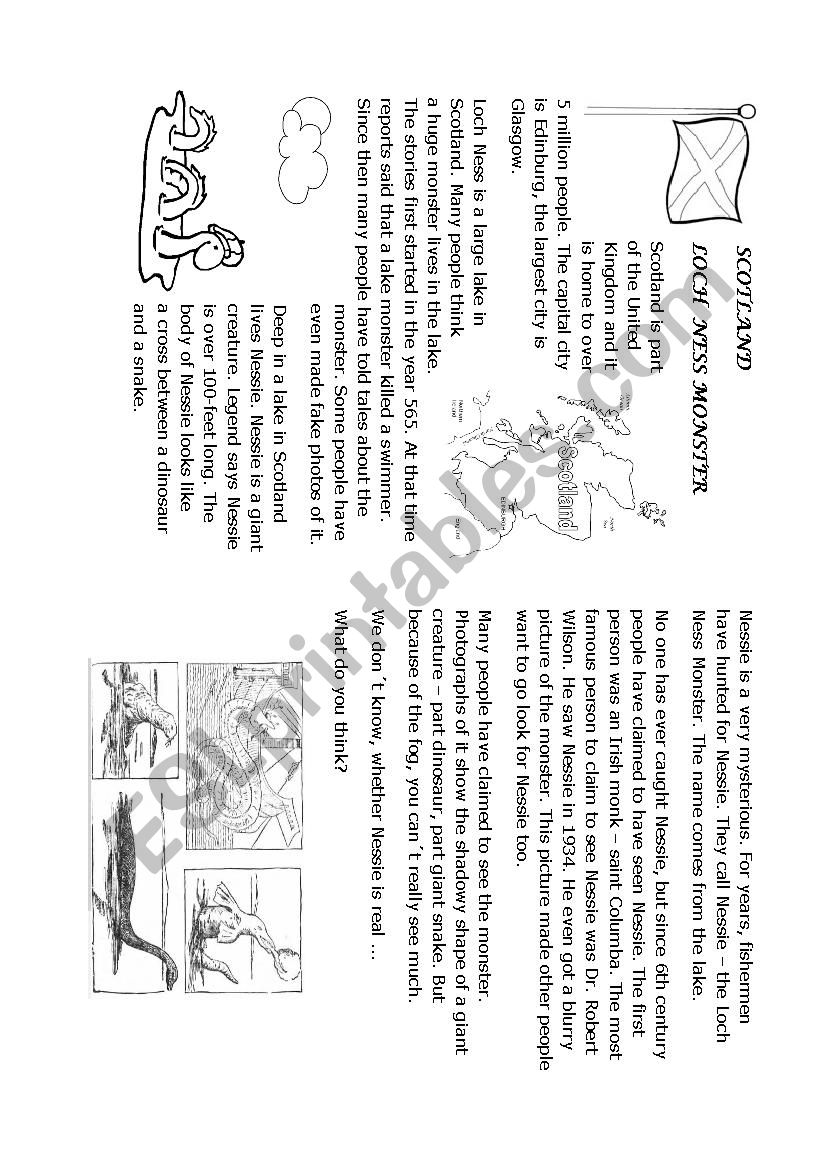 The Loch Ness Monster worksheet