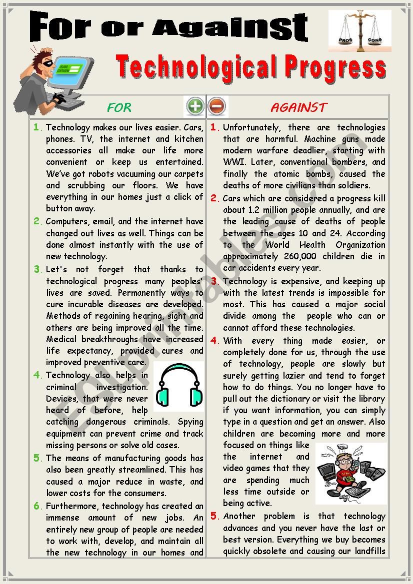 For or against Technological Progress (Debating) 