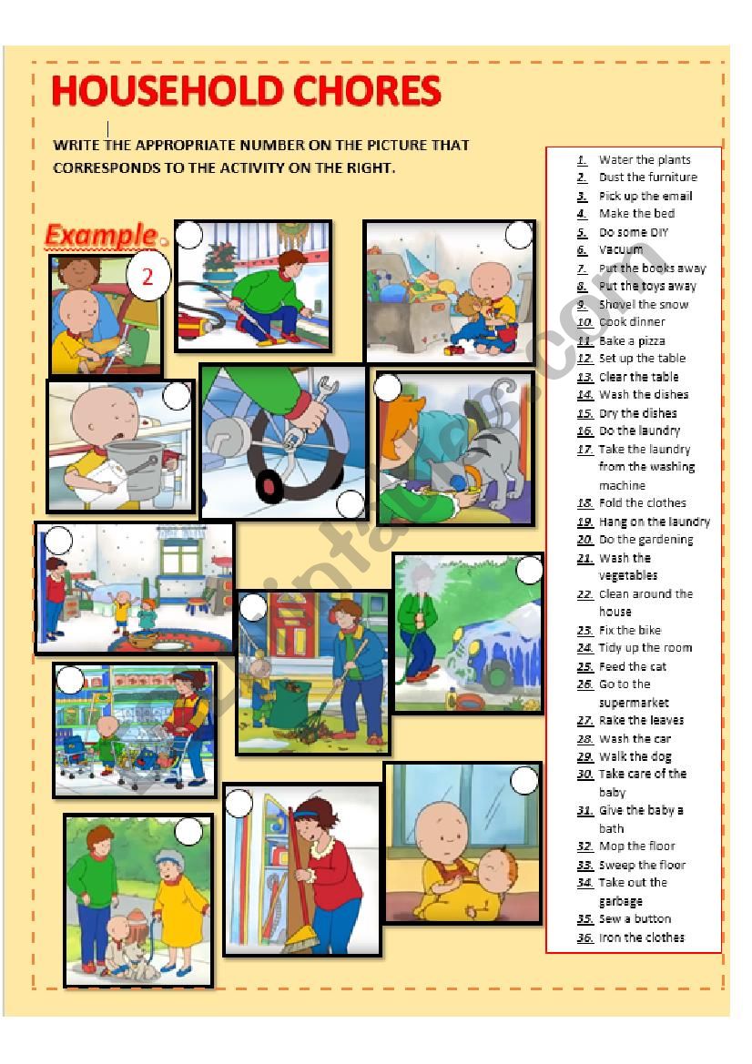 HOUSEHOLD CHORES worksheet