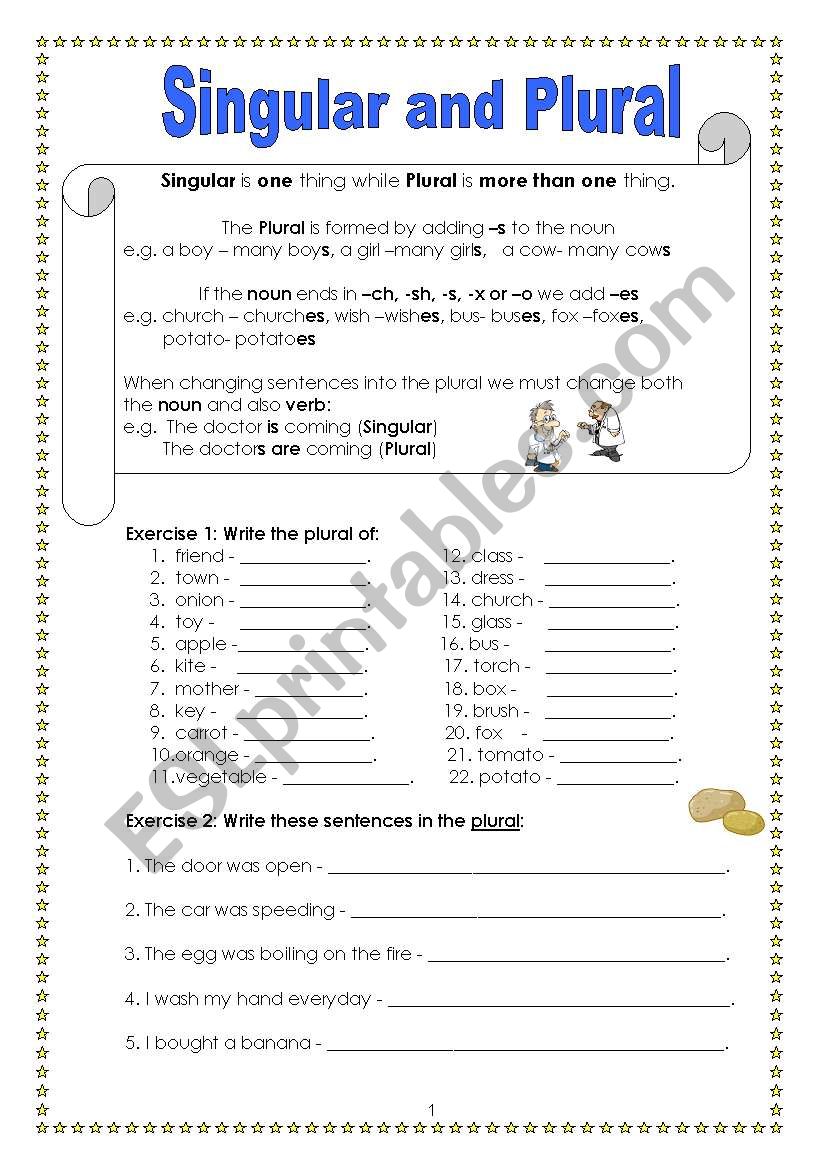 Singular and Plural (Part 1) worksheet