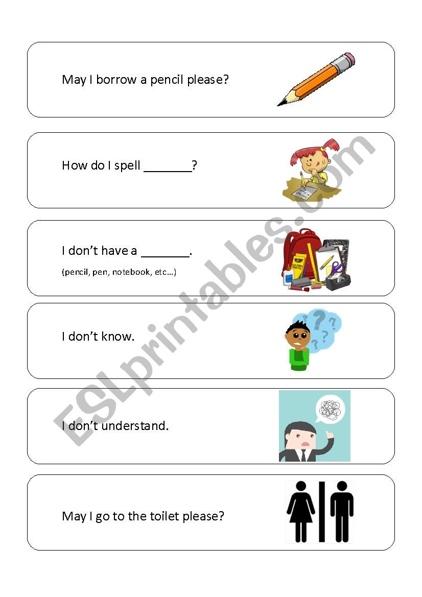 Useful Classroom Phrases worksheet