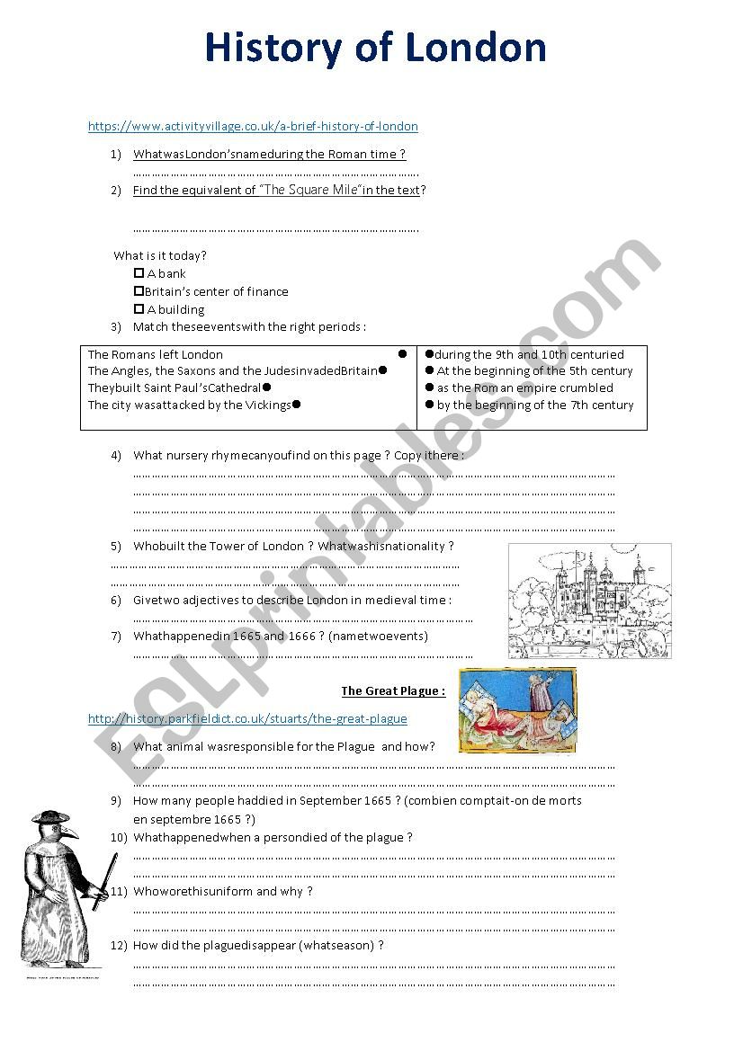 London History webquest worksheet