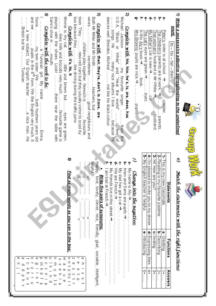 Grammar review worksheet