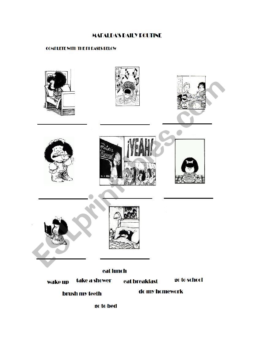 MafaldaÂ´s Daily Routine worksheet