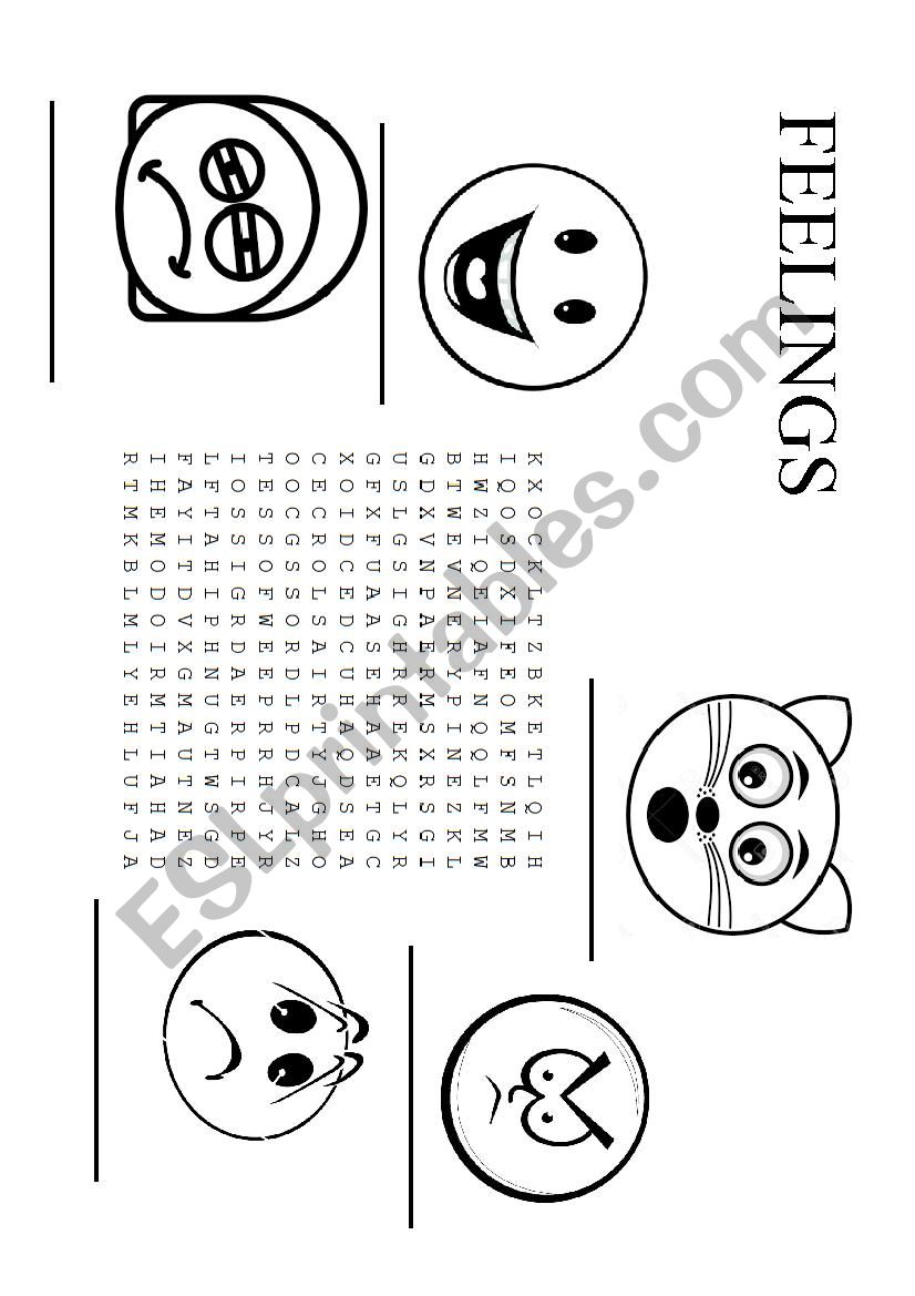 FEELINGS WORDSEARCH worksheet