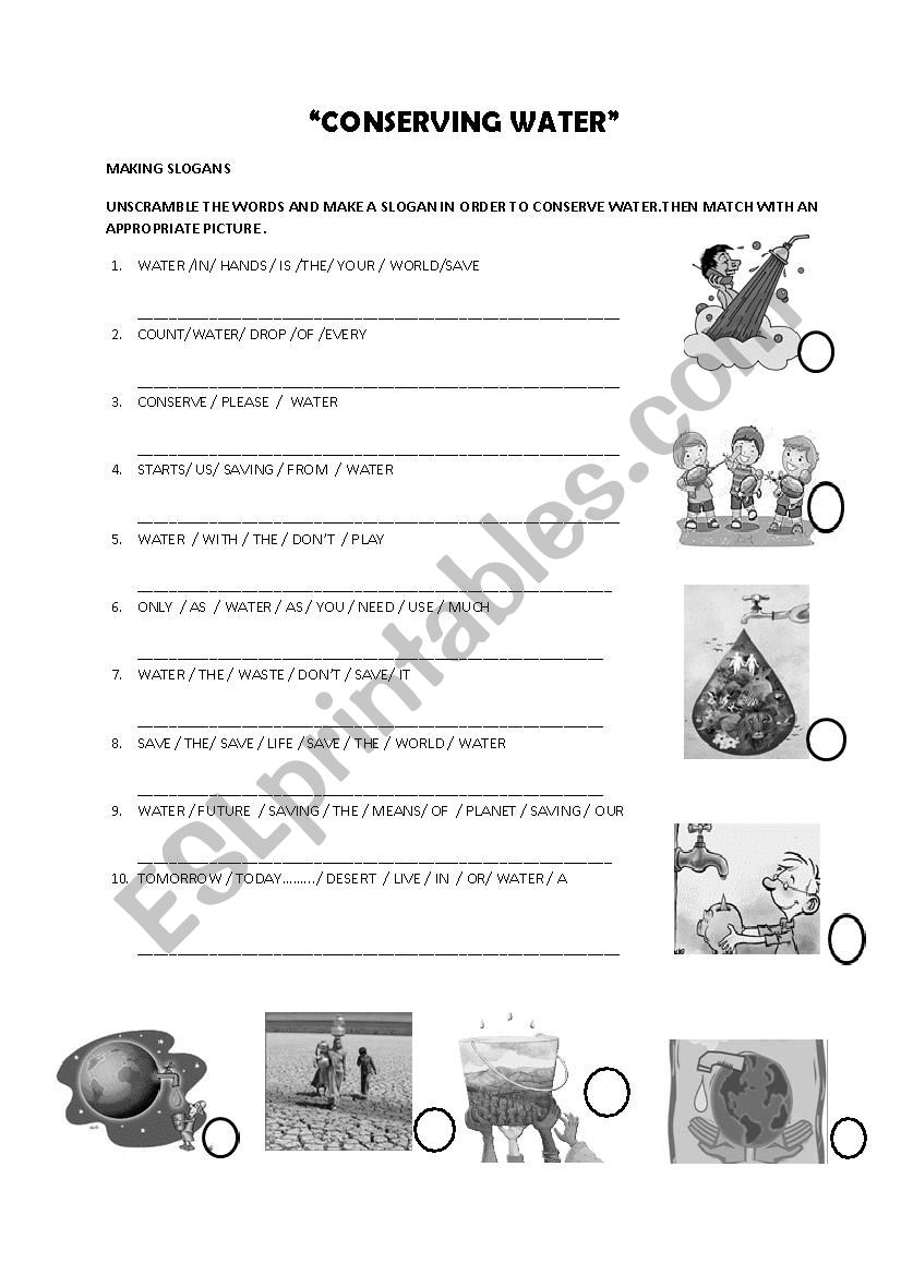 Conservin water worksheet