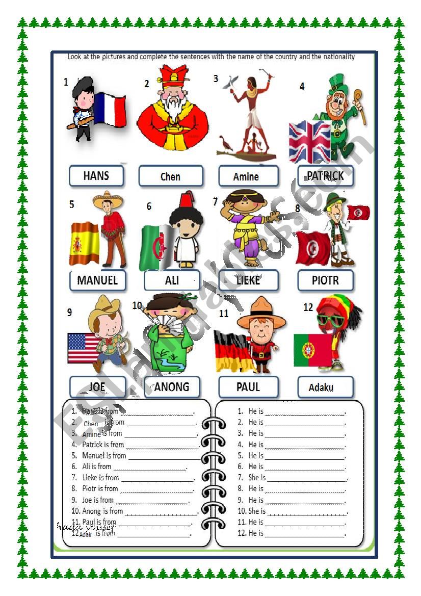 nationalities worksheet