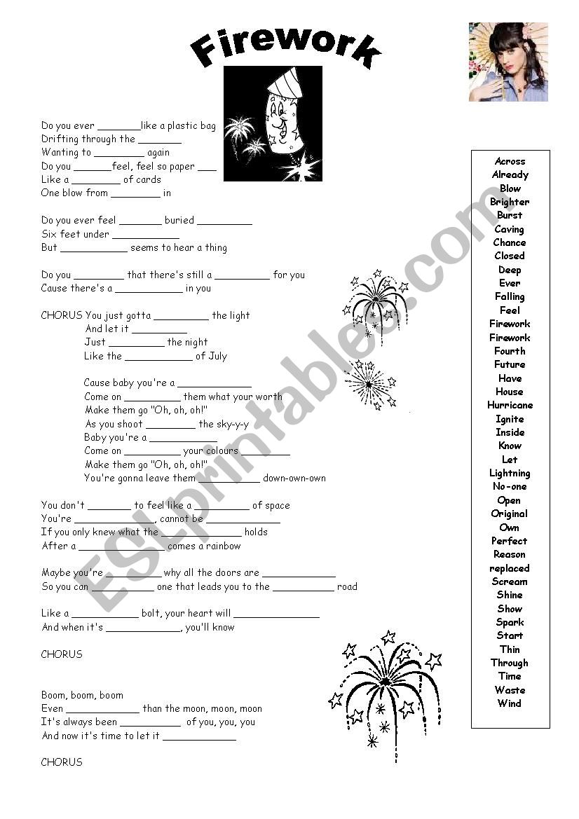 Firework worksheet