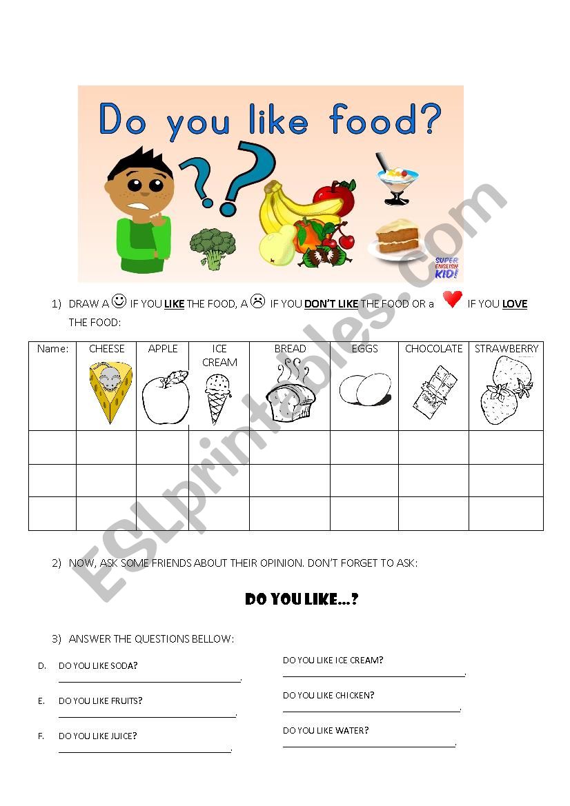 Do you like food? worksheet