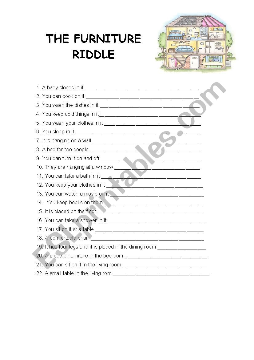 furniture riddle worksheet