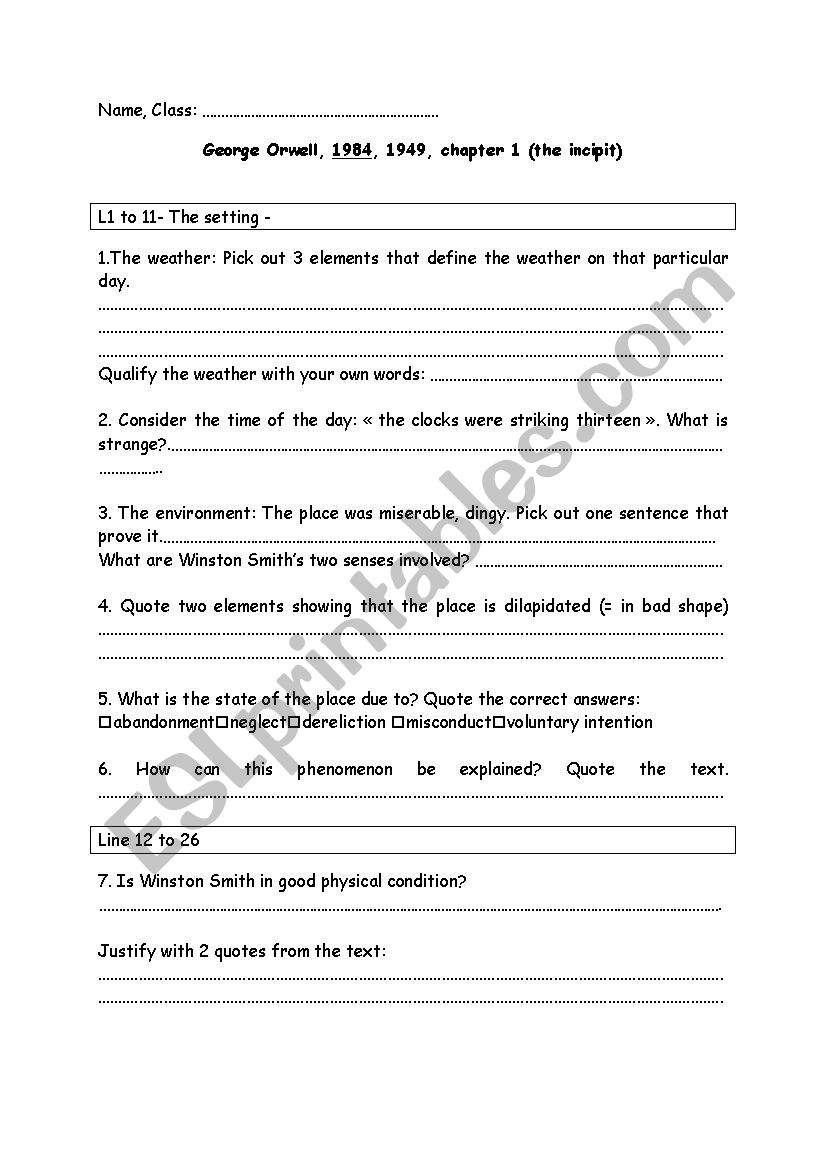 1984 chapter 1 (incipit) worksheet