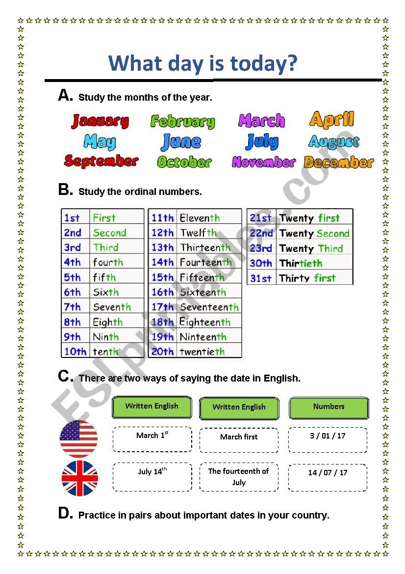 What Day Is Today Esl Worksheet By Criss918