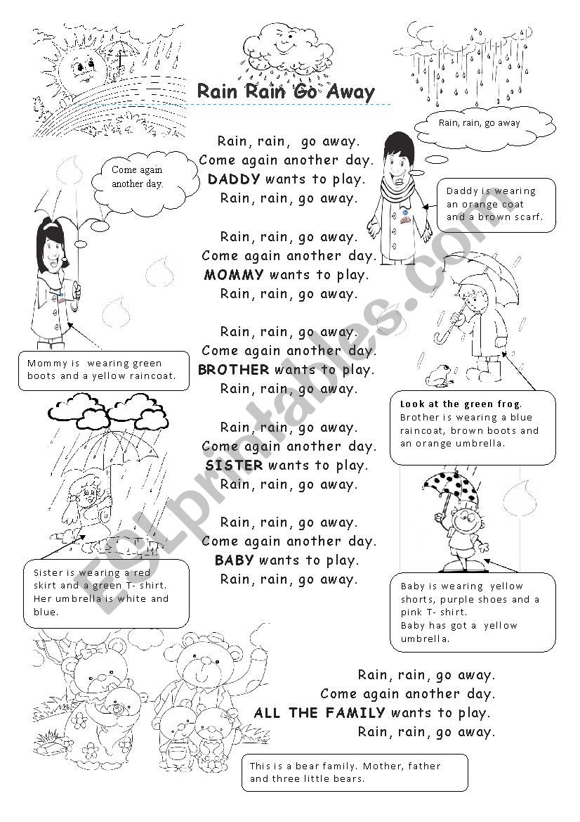 Rain rain go away worksheet