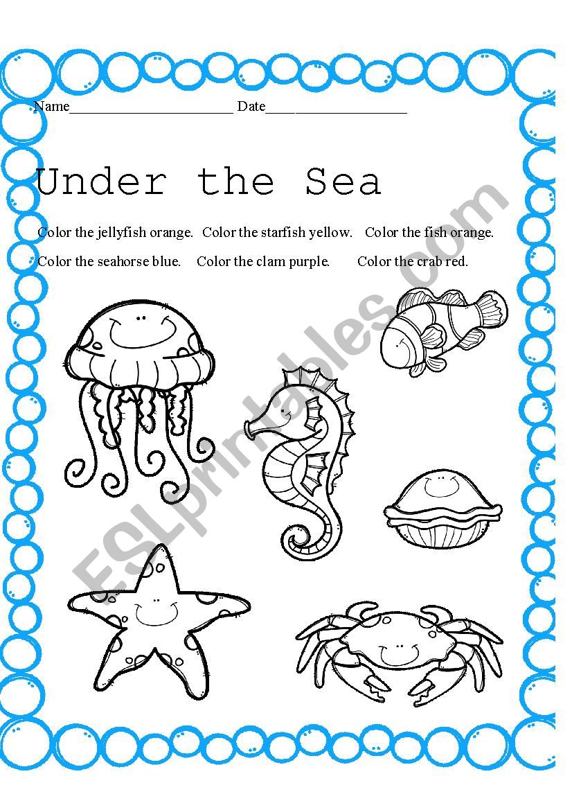 Under the Sea worksheet
