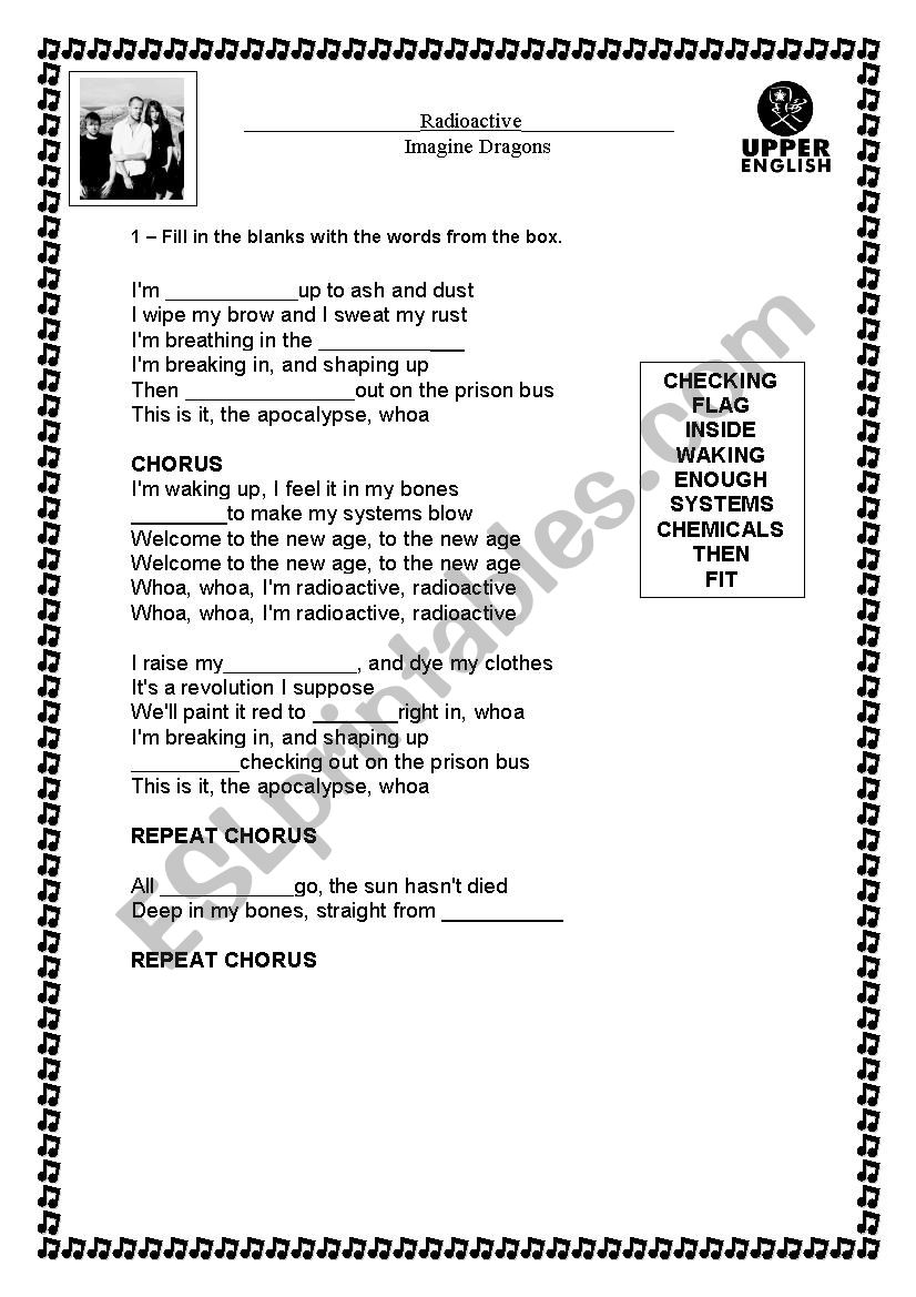 Radioactive - Imagine Dragons worksheet