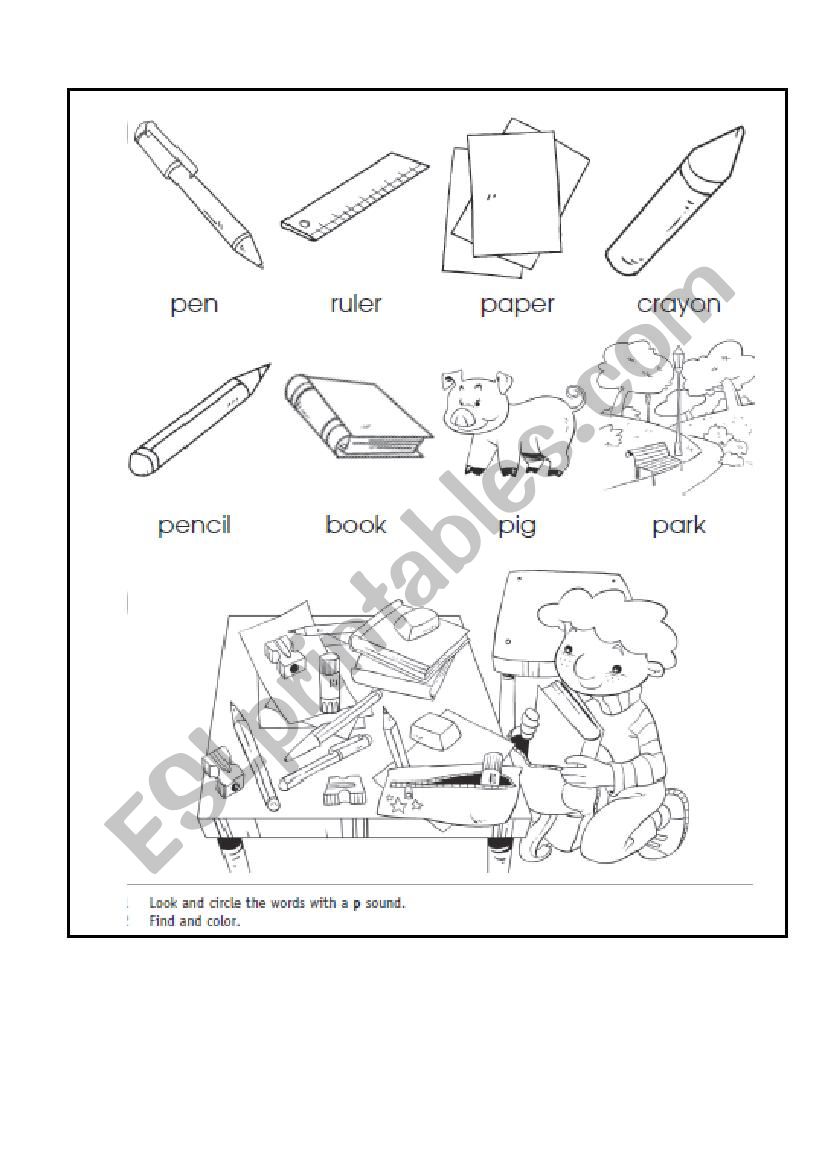 School objects worksheet