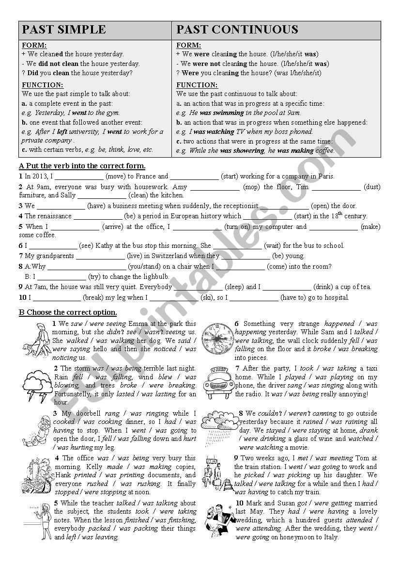 Past Simple vs Continous worksheet