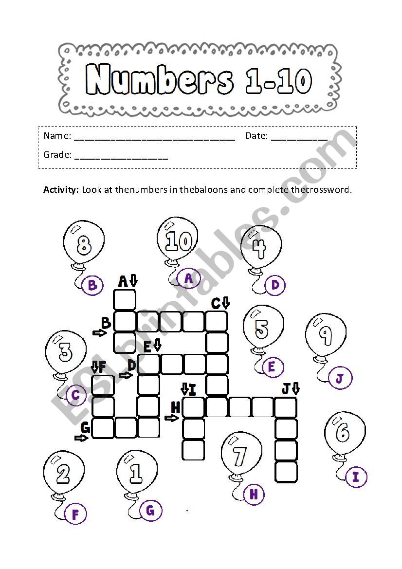 NUMBERS 1-10 worksheet