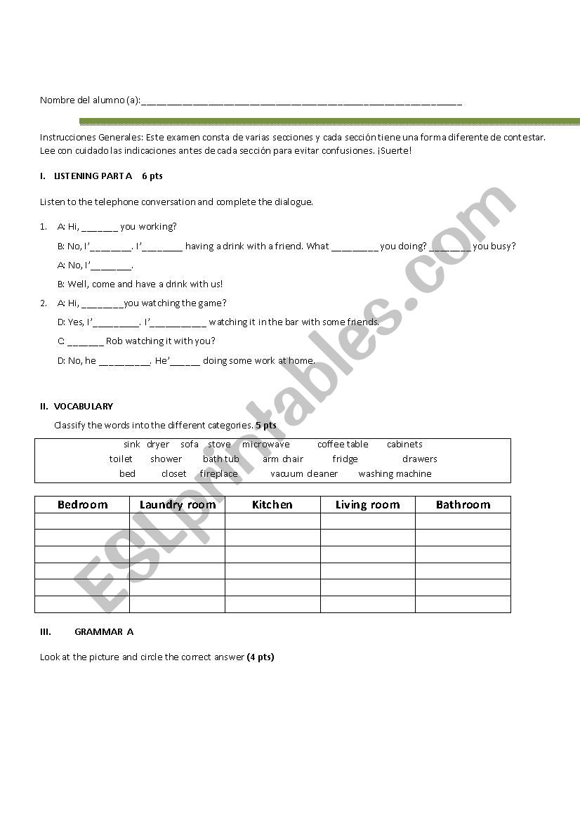 Basic test / BEGINNERS worksheet