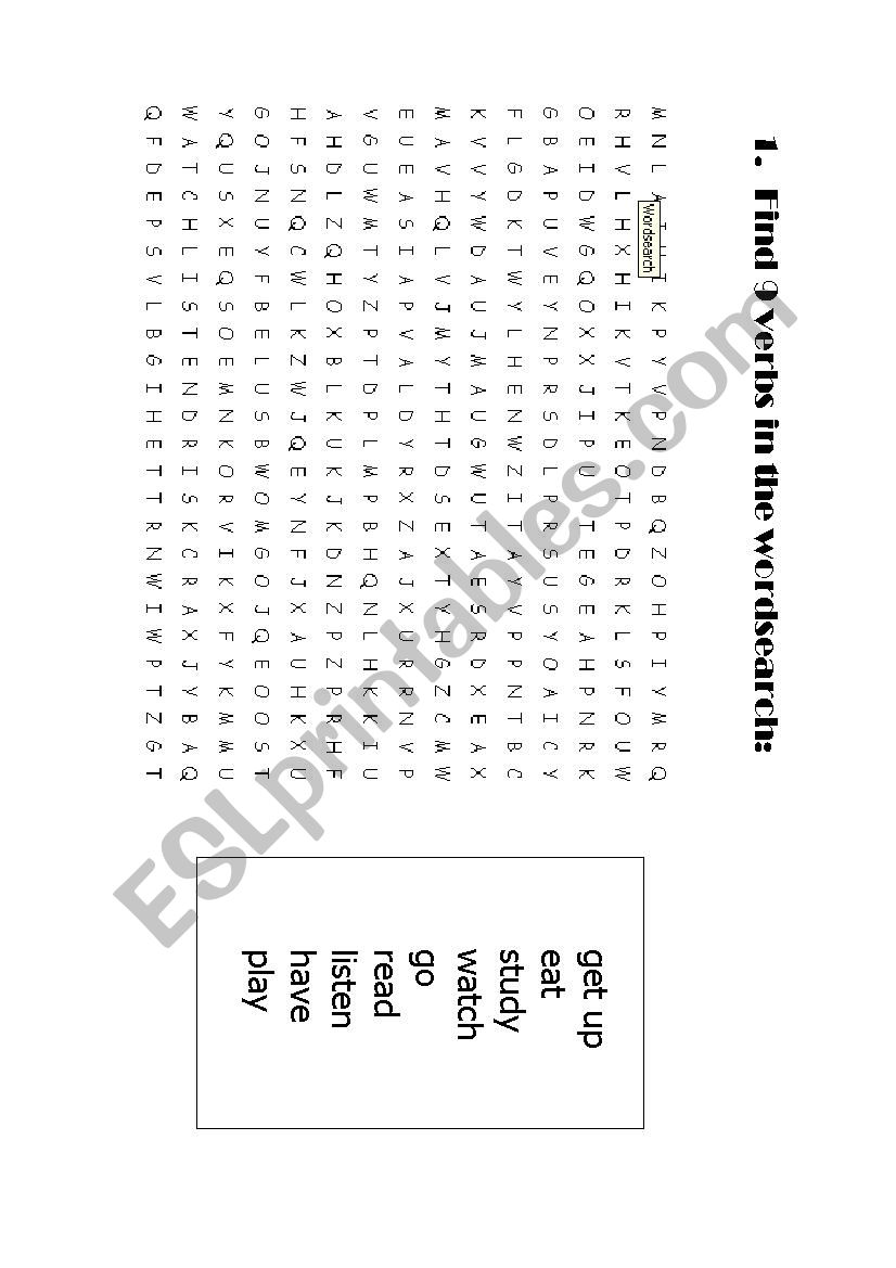 VERBS WORD SEARCH  worksheet