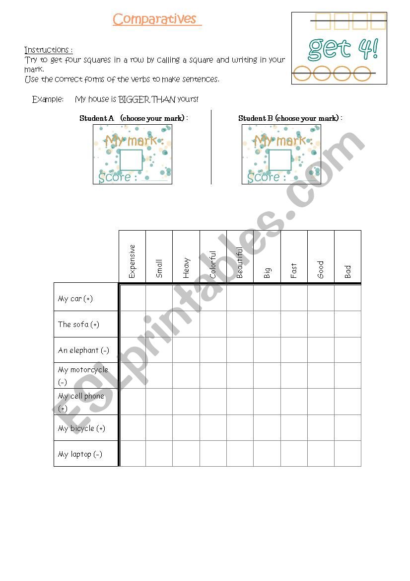 COMPARATIVES / BATTLESHIP OR FOUR IN  A ROW