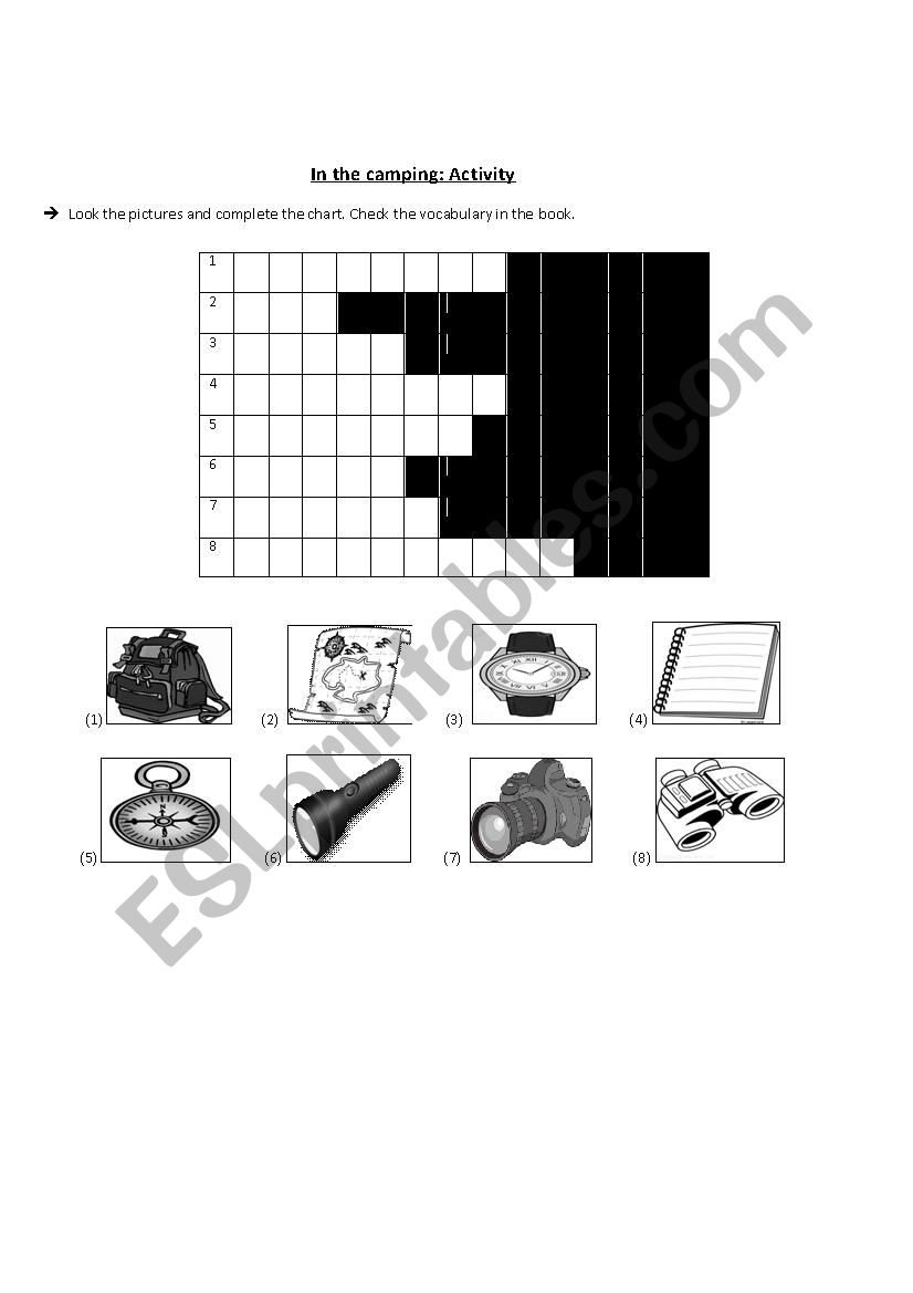 In the camping worksheet