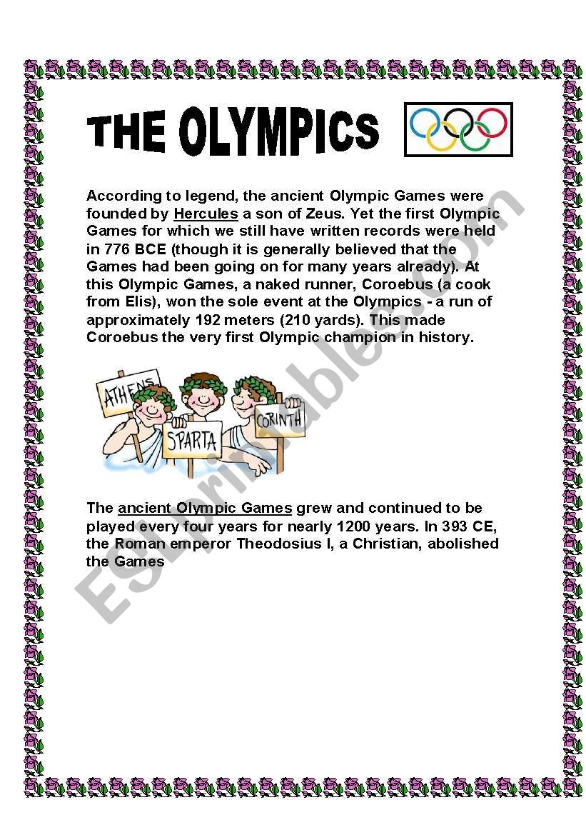THE OLYMPICS worksheet