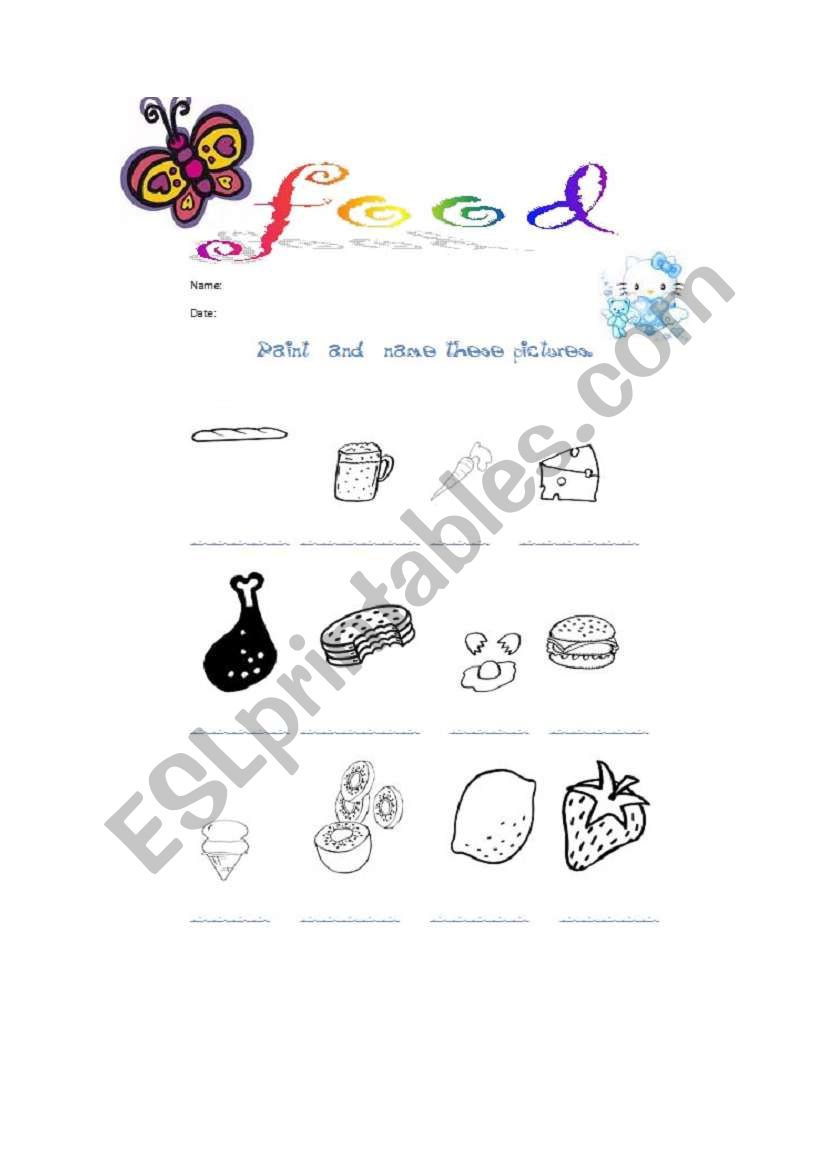 food worksheet worksheet