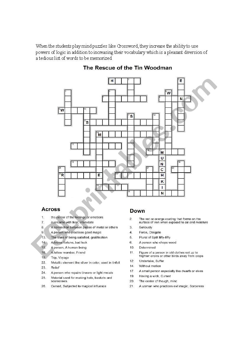 Puzzles like Crossword worksheet