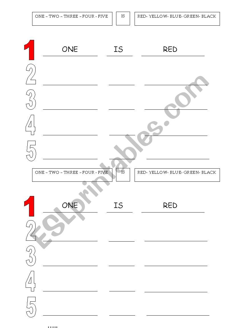 one is red worksheet