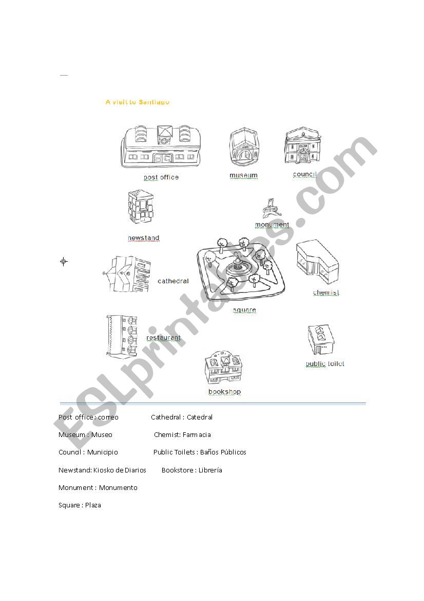 A city Map  English and Spanish Instructions 