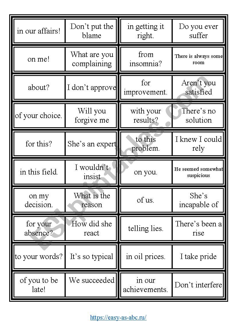 Prepositions for FCE (domino) worksheet