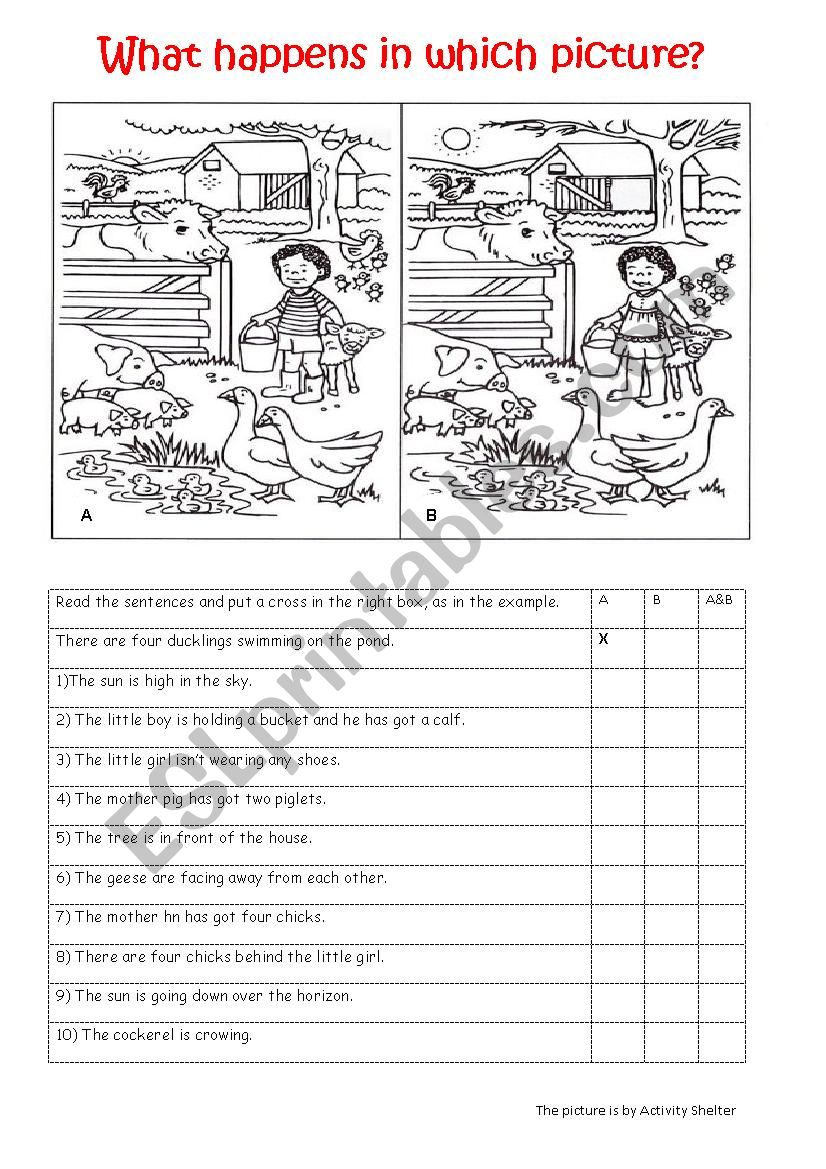 Spot the Differences worksheet