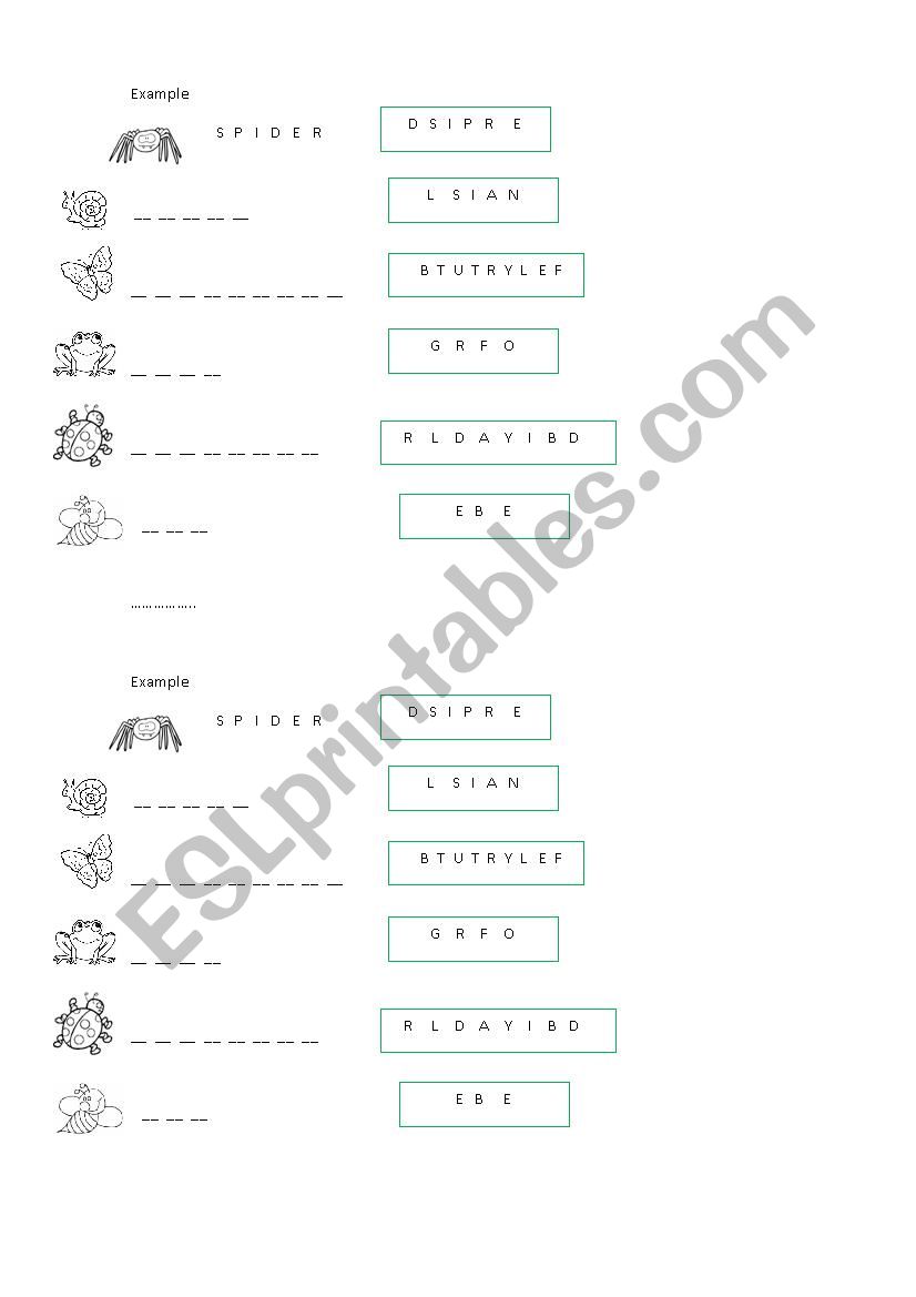 BUGS worksheet