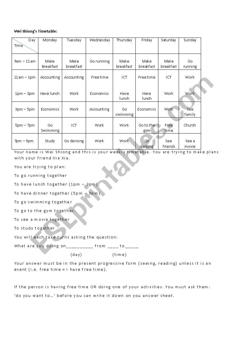 Practising present continuous (speaking activity)