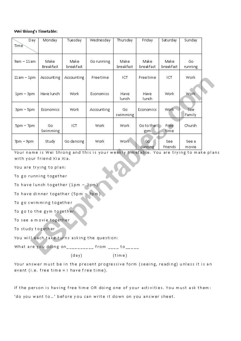 Practising present continuous (speaking activity)