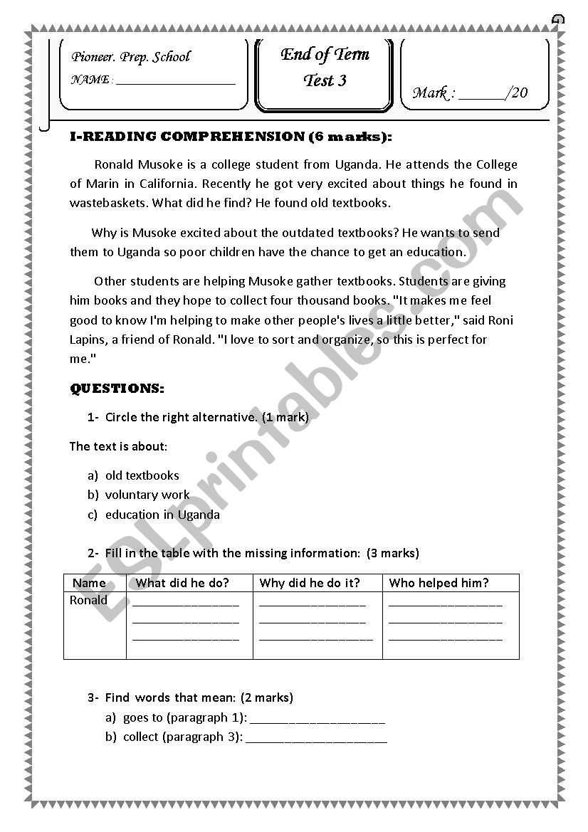 end-of-term test 3 for 7th form