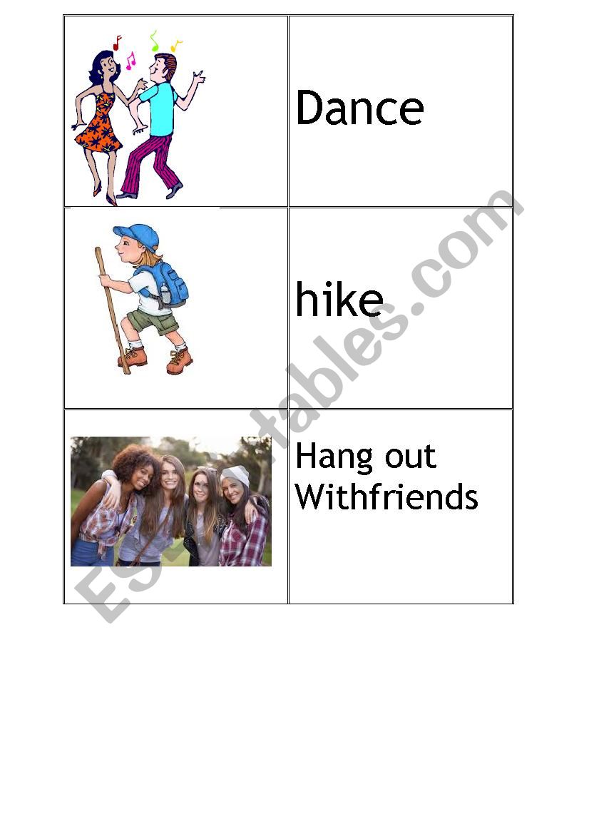 Hobbies flashcards worksheet