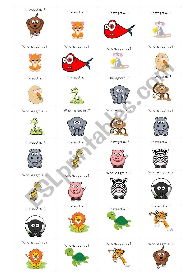 i HAVE GOT, WHO HAS GOT worksheet