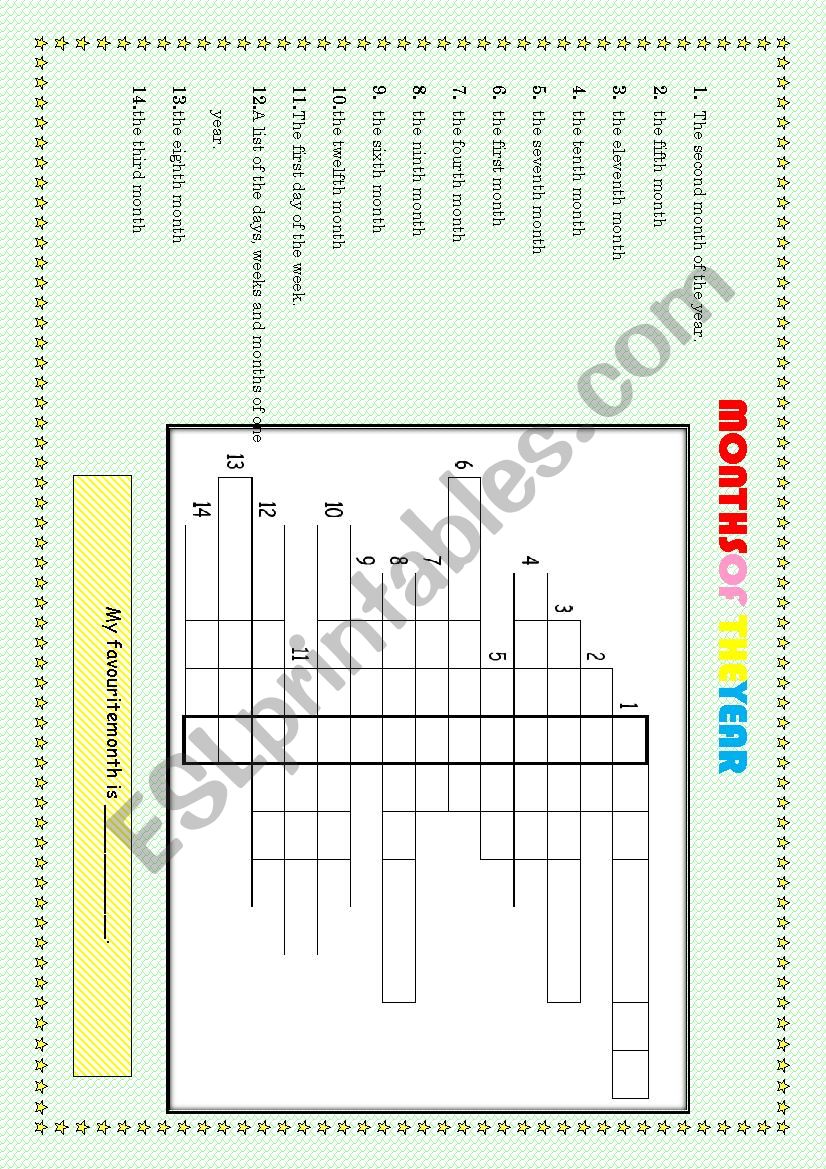 Months of the year worksheet