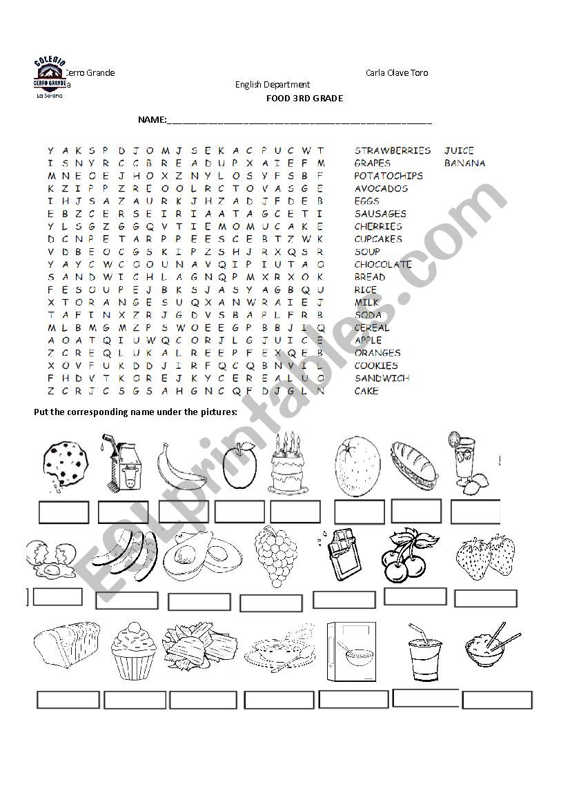 food worksheet