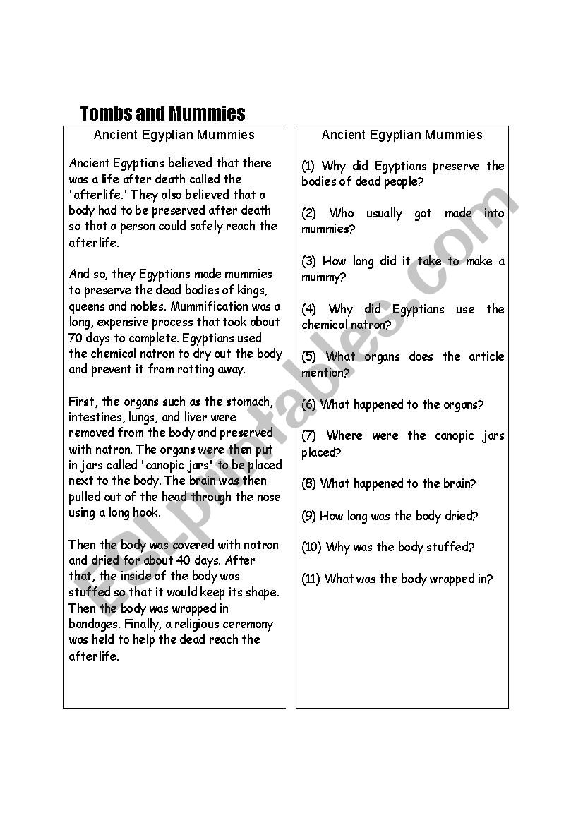 acient egypt worksheet