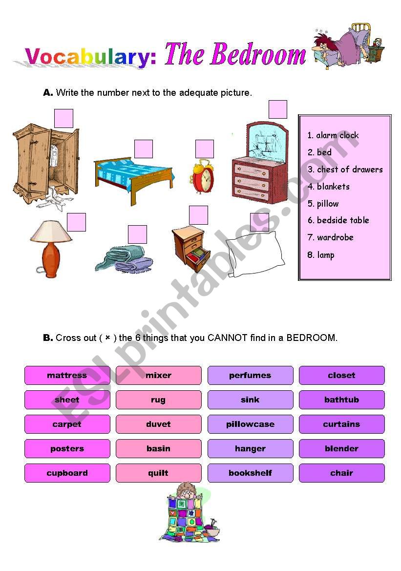 The Bedroom worksheet