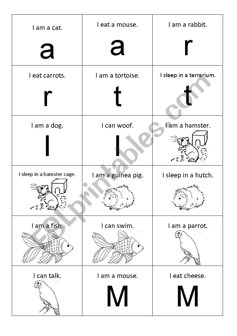 memory pets worksheet