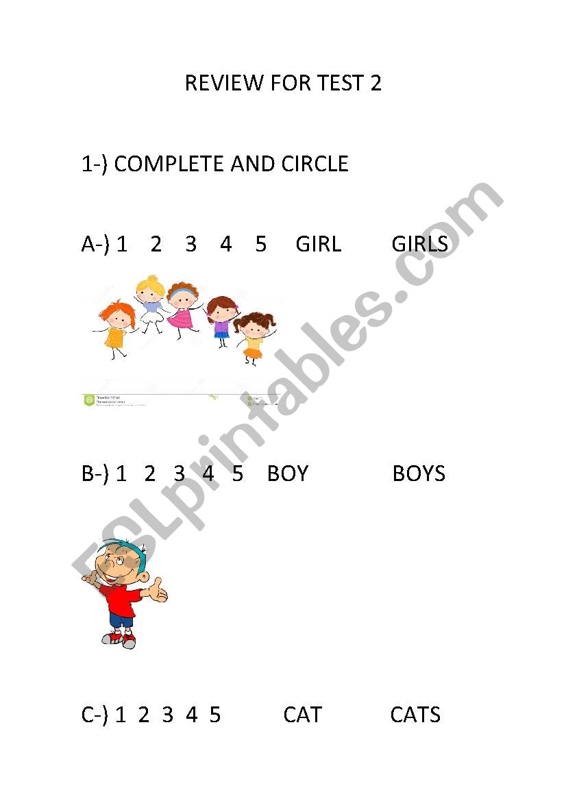 Plural and Prepositions worksheet