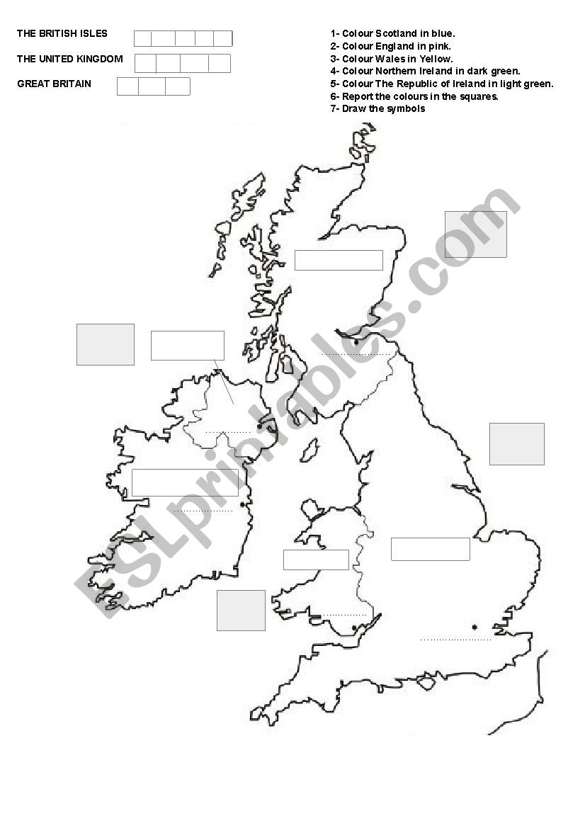 THE BRITISH ISLES MAP worksheet