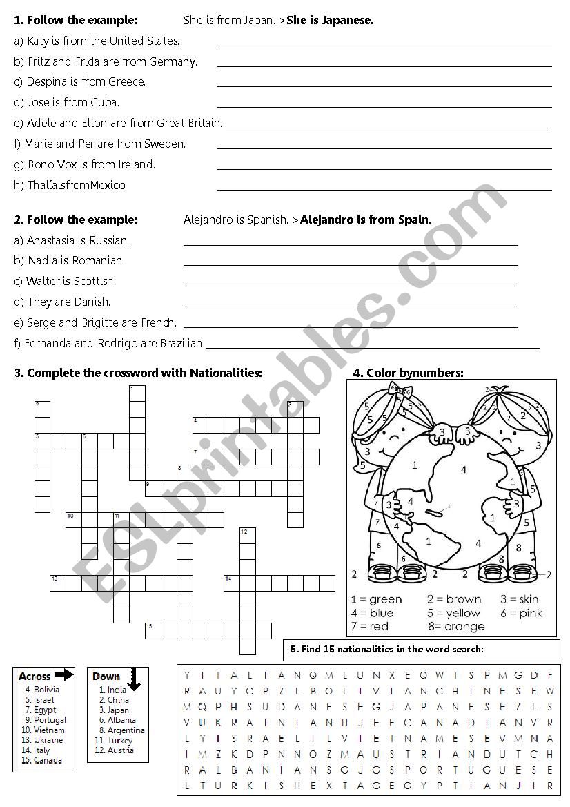 Countries & Nationalities worksheet