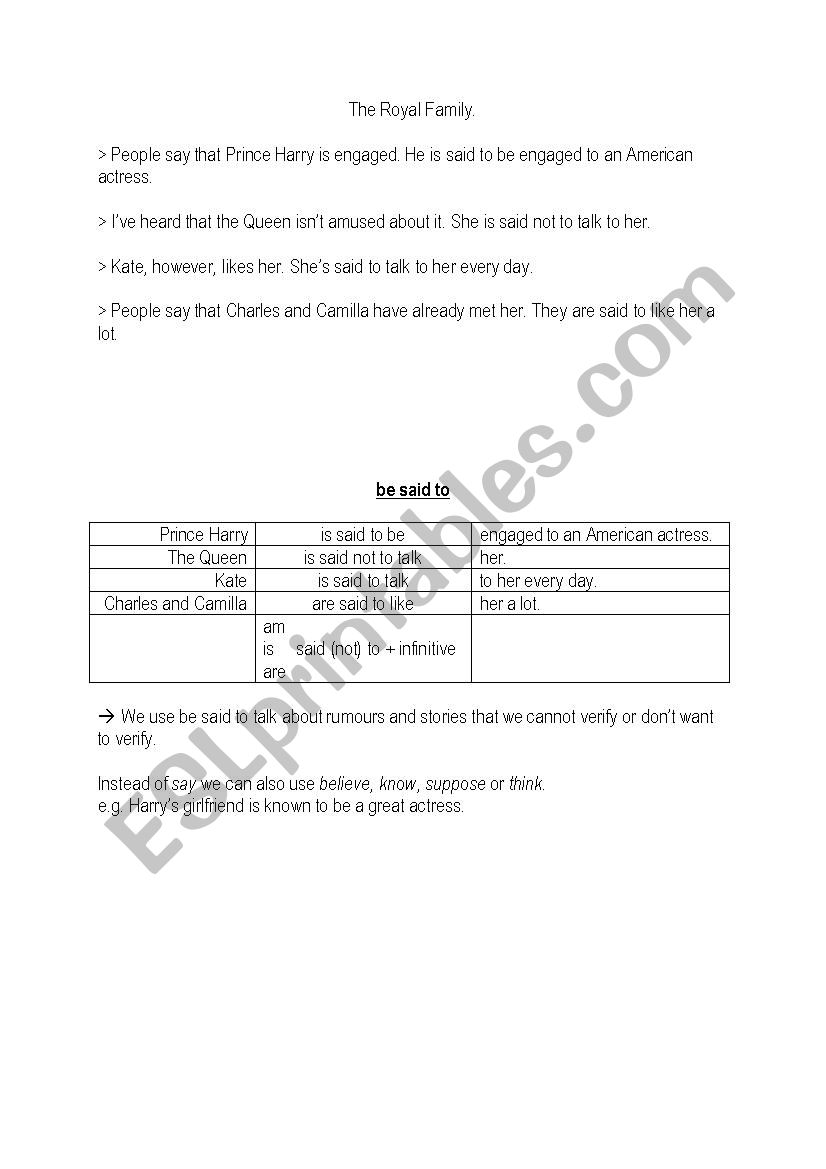 be said to worksheet